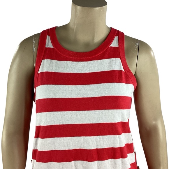 Michael Michael Kors Sea Coral White Striped Knit Tank Top XL - Picture 2 of 6